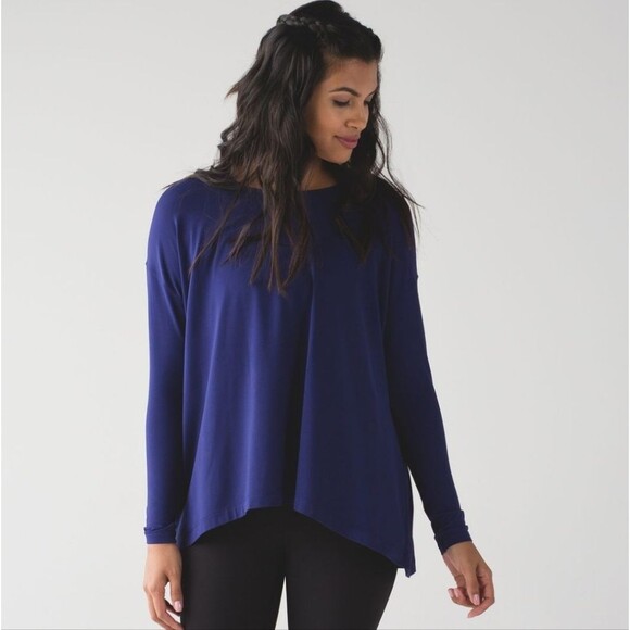 Lululemon City Bound Long Sleeve Soft Tee Shirt Emperor Blue Size 4 - Picture 1 of 10
